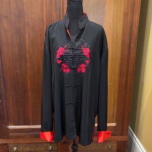 Elegant Black and Red Embroidered Women's Jacket